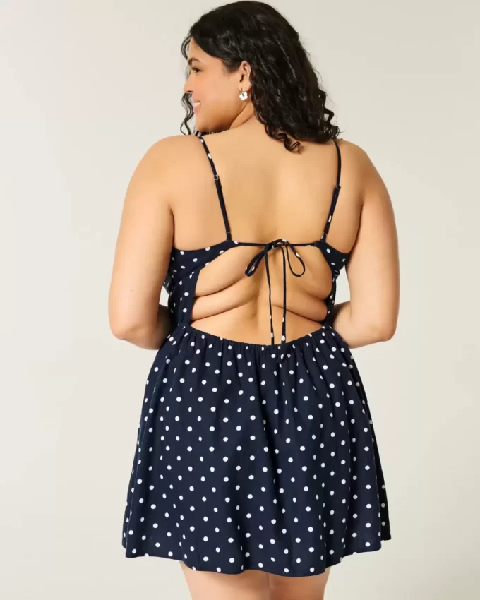 Open-Back Linen-Blend Mini Dress