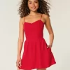 Open-Back Linen-Blend Skort Dress