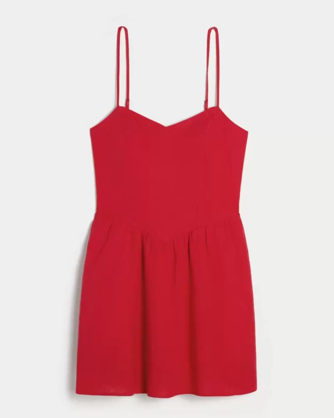 Open-Back Linen-Blend Skort Dress