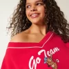 Oversized Go Team Graphic V-Neck Sweatshirt Oversized Go Team Graphic V-Neck Sweatshirt