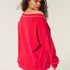 Oversized Go Team Graphic V-Neck Sweatshirt Oversized Go Team Graphic V-Neck Sweatshirt