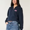 Oversized Half-Zip American Flag Graphic Sweater Oversized Half-Zip American Flag Graphic Sweater