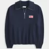 Oversized Half-Zip American Flag Graphic Sweater Oversized Half-Zip American Flag Graphic Sweater