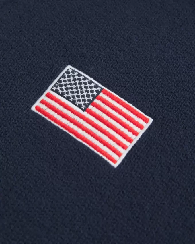 Oversized Half-Zip American Flag Graphic Sweater Oversized Half-Zip American Flag Graphic Sweater