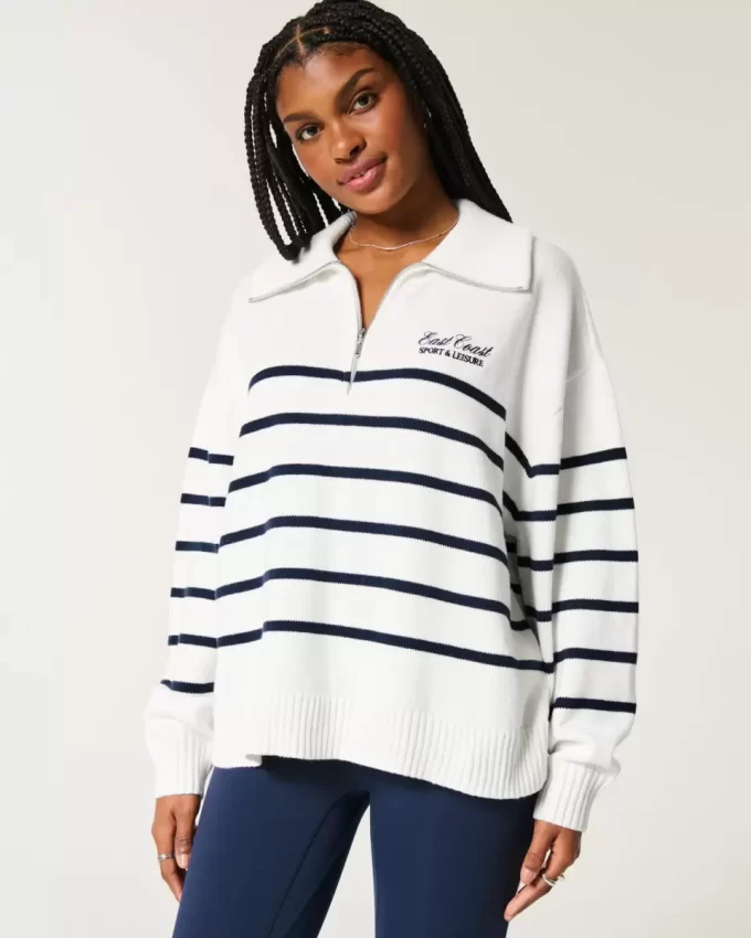 Oversized Half-Zip Graphic Sweater Oversized Half-Zip Graphic Sweater