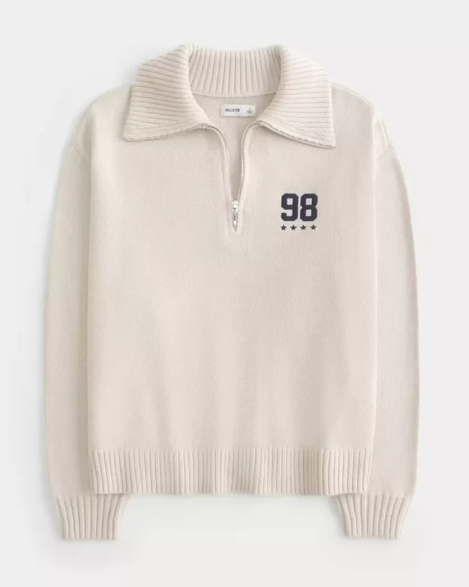 Oversized Half-Zip Graphic Sweater Oversized Half-Zip Graphic Sweater