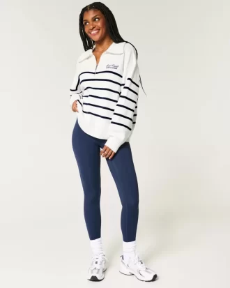 Oversized Half-Zip Graphic Sweater