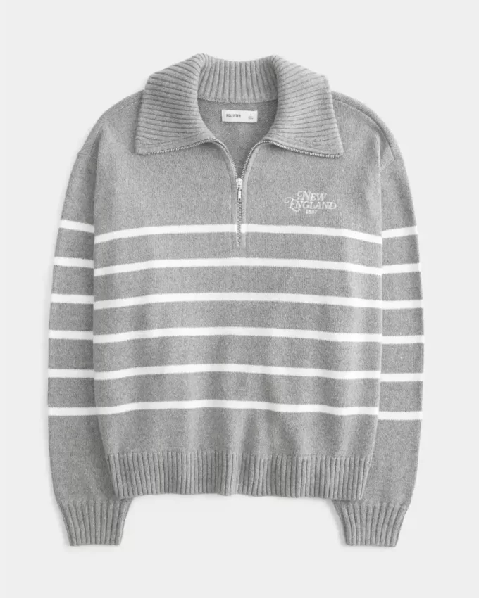 Oversized Half-Zip Graphic Sweater Oversized Half-Zip Graphic Sweater
