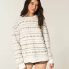 Oversized Heart Pattern Crew Sweater