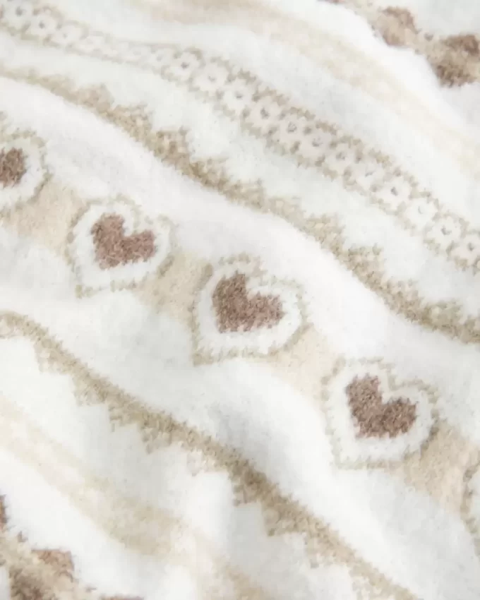 Oversized Heart Pattern Crew Sweater
