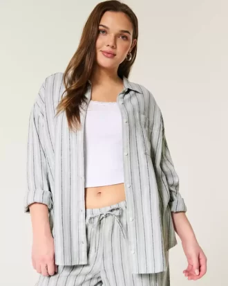 Oversized Linen-Blend Shirt