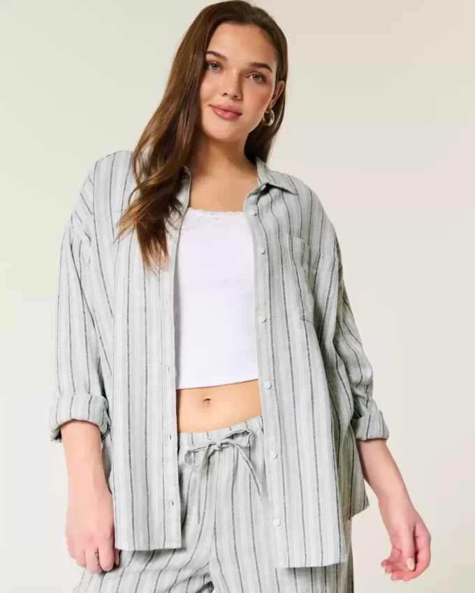 Oversized Linen-Blend Shirt