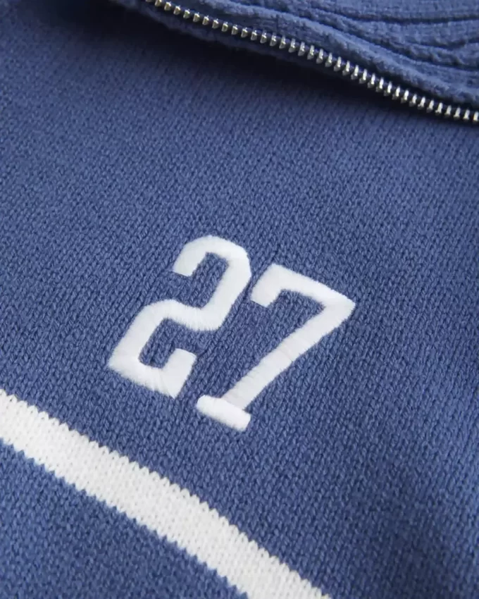 Oversized Number Graphic Half-Zip Sweater Oversized Number Graphic Half-Zip Sweater