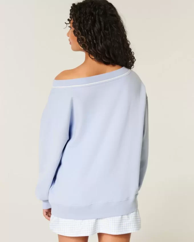 Oversized Number Graphic V-Neck Sweatshirt Oversized Number Graphic V-Neck Sweatshirt