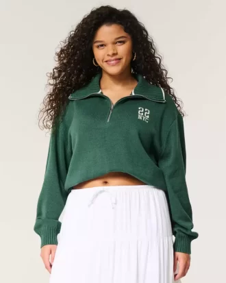 Oversized NYC Graphic Half-Zip Sweater