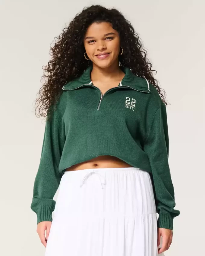 Oversized NYC Graphic Half-Zip Sweater Oversized NYC Graphic Half-Zip Sweater