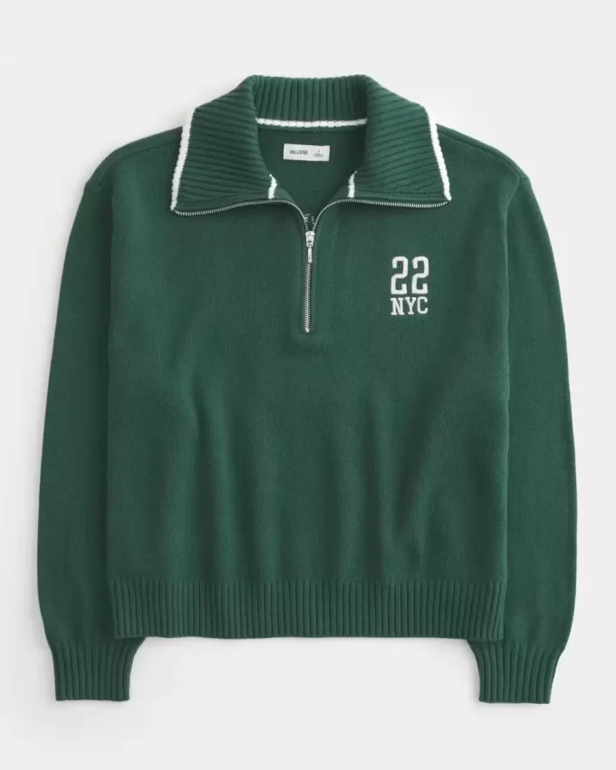 Oversized NYC Graphic Half-Zip Sweater Oversized NYC Graphic Half-Zip Sweater