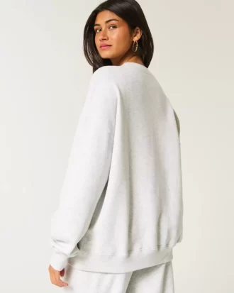 Oversized Ocean Beach Graphic Crew Sweatshirt
