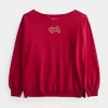 Oversized Off-the-Shoulder Lunar New Year Graphic Sweatshirt