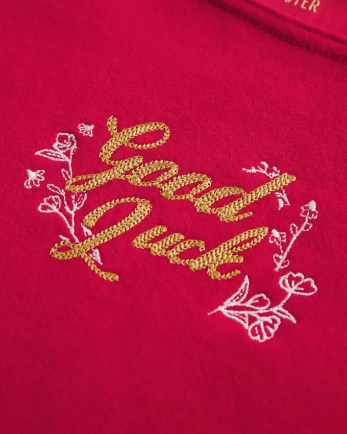 Oversized Off-the-Shoulder Lunar New Year Graphic Sweatshirt