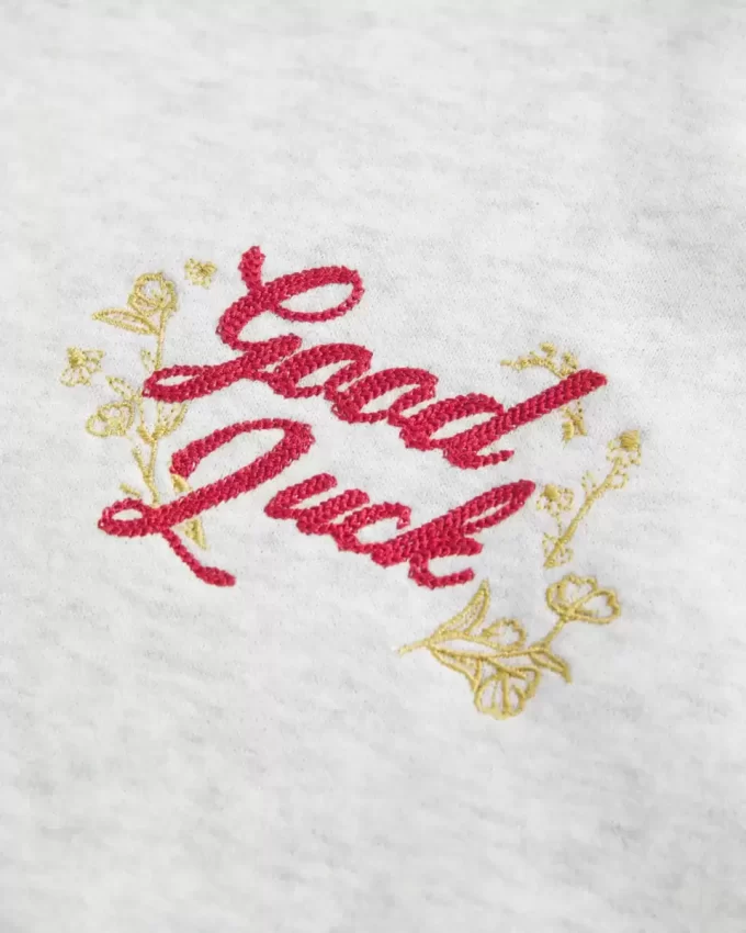 Oversized Off-the-Shoulder Lunar New Year Graphic Sweatshirt