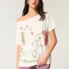 Oversized Off-the-Shoulder Snoopy Graphic Tee