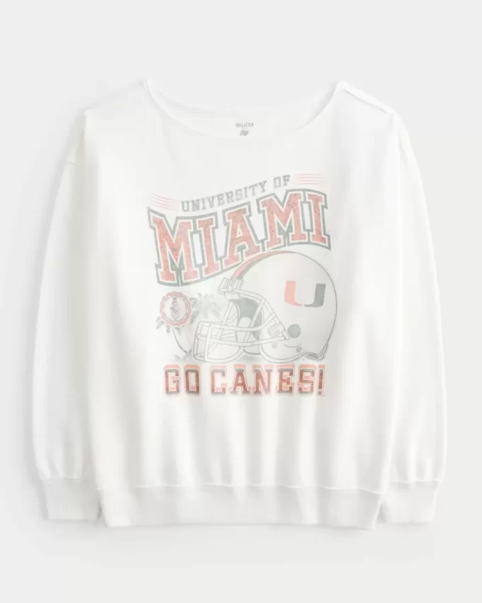 Oversized Off-the-Shoulder University of Miami Graphic Sweatshirt Oversized Off-the-Shoulder University of Miami Graphic Sweatshirt