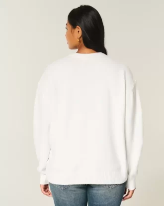 Oversized Teddy Bear Graphic Crew Sweater