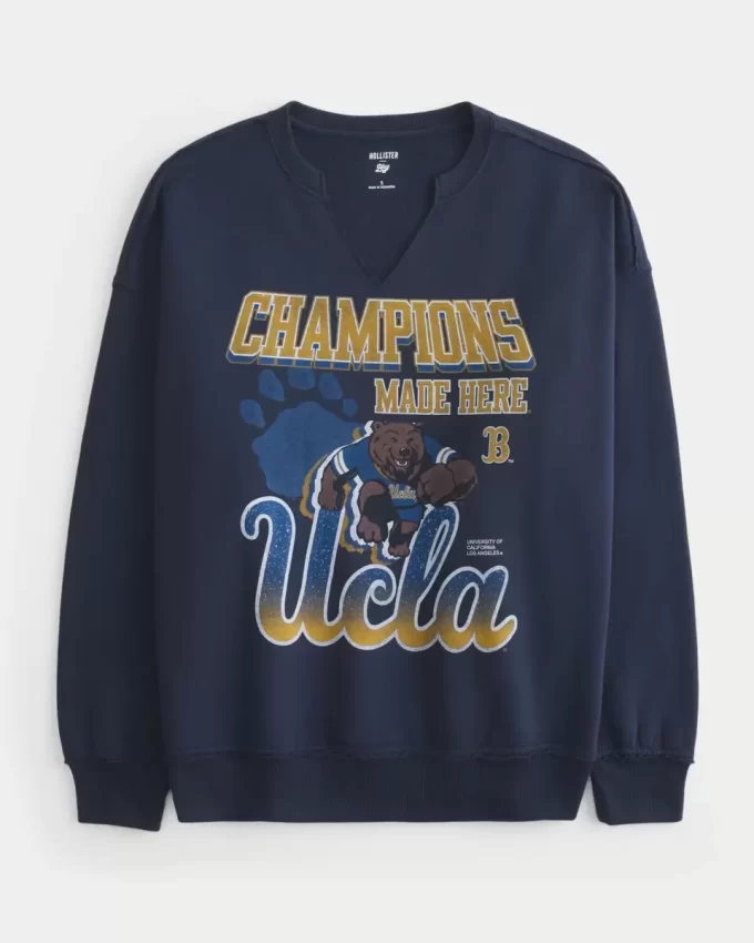 Oversized UCLA Graphic Notch-Neck Sweatshirt Oversized UCLA Graphic Notch-Neck Sweatshirt