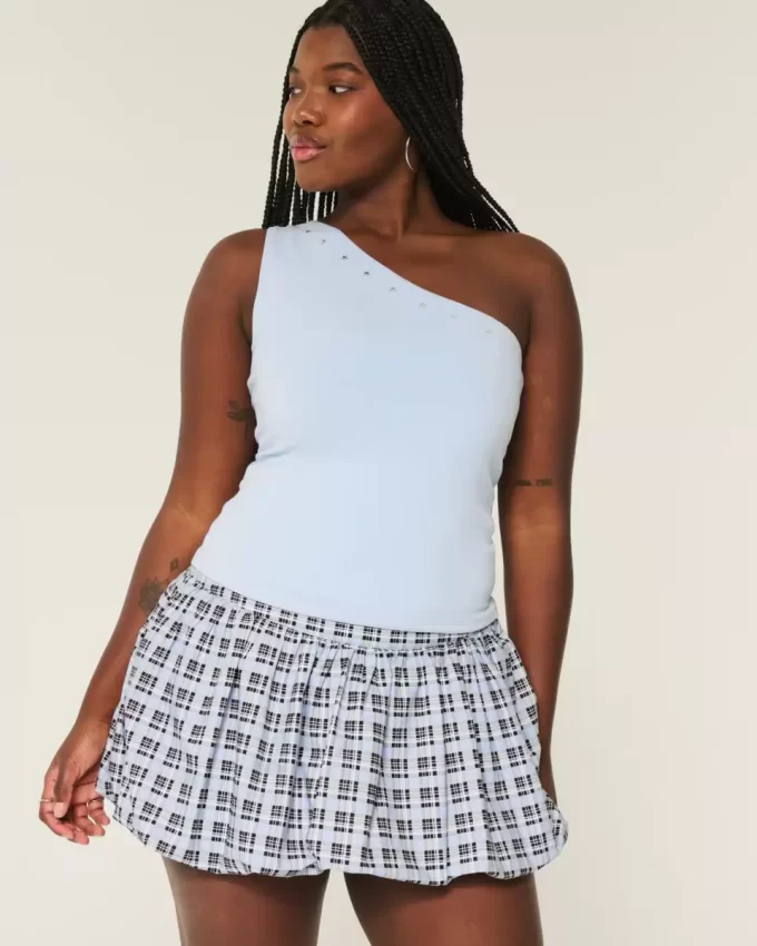 Plaid Bubble Mini Skirt