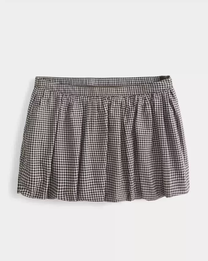 Plaid Bubble Mini Skirt