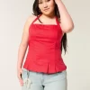Pleated Open-Back Halter Top