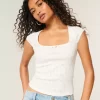Pointelle Square-Neck Top