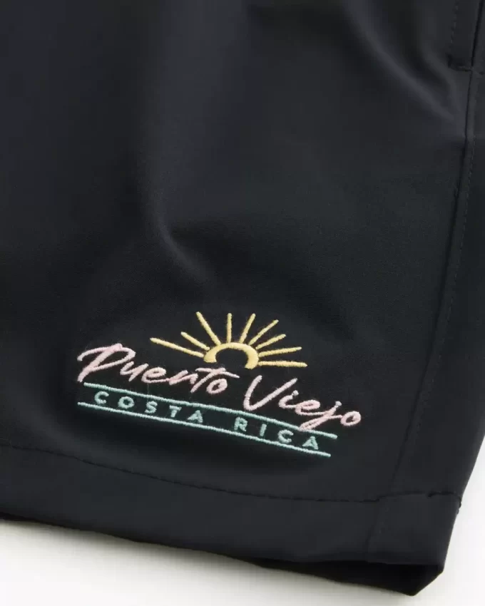 Puerto Viejo Graphic Mid-Thigh Volley Swim Trunks