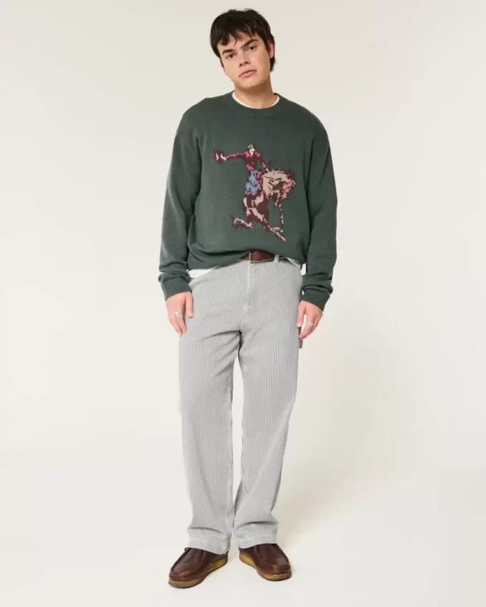Railroad Stripe Baggy Painter Jeans