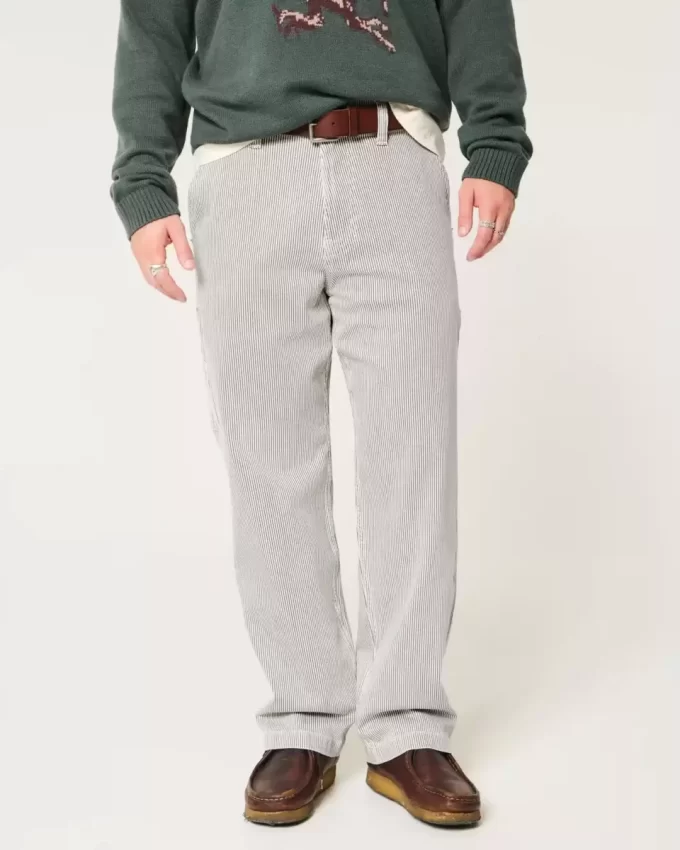 Railroad Stripe Baggy Painter Jeans