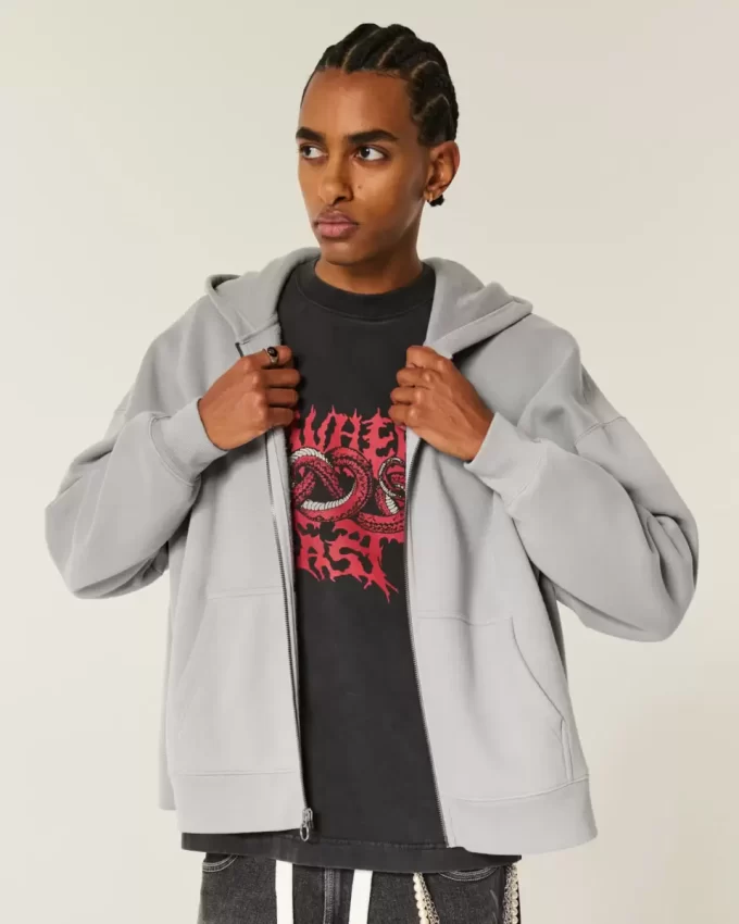 Rectangle Fit Zip-Up Hoodie