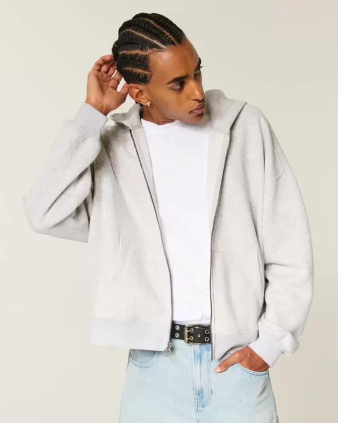 Rectangle Fit Zip-Up Hoodie