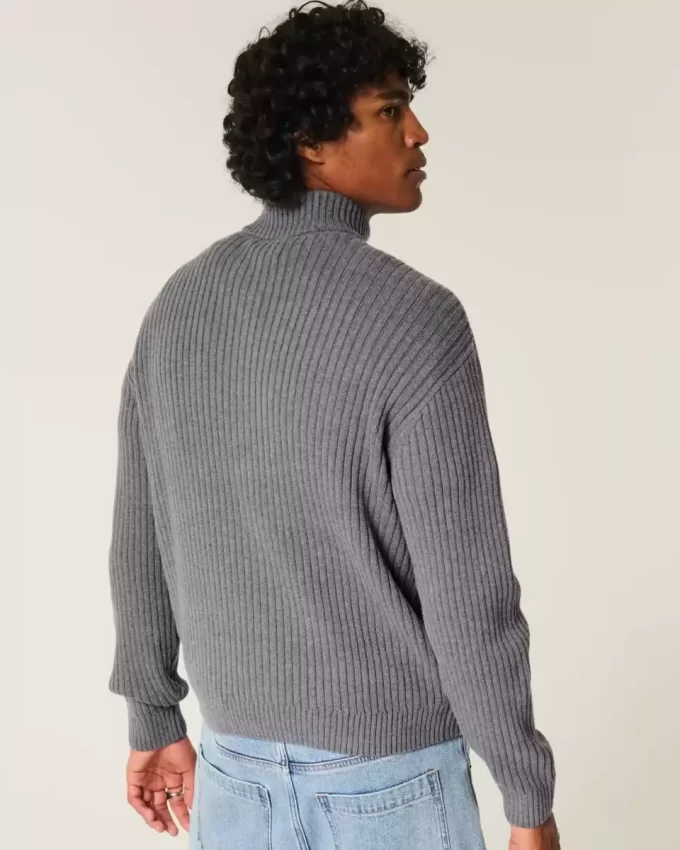 Relaxed Graphic Zip-Up Sweater