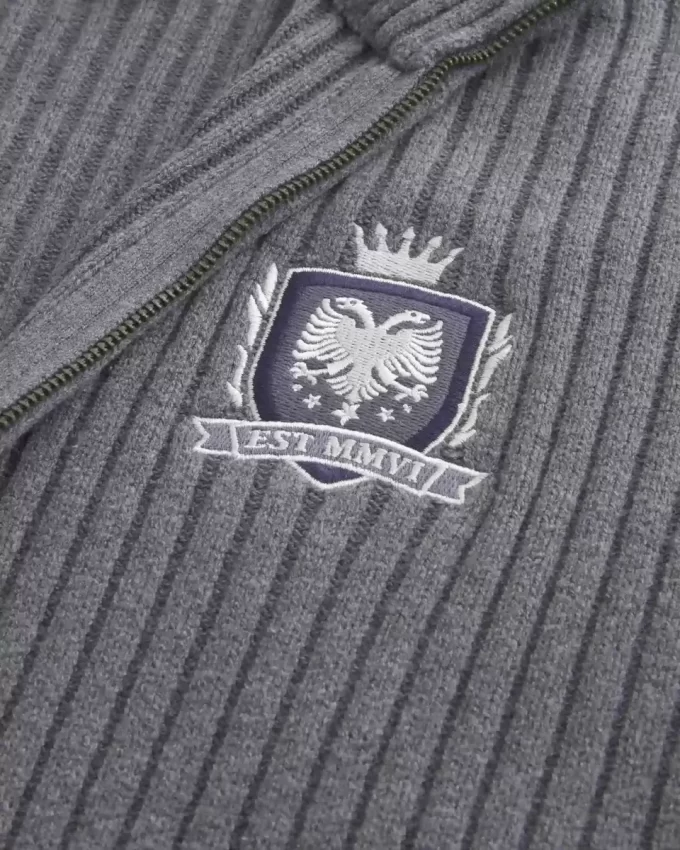Relaxed Graphic Zip-Up Sweater