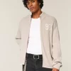 Relaxed Number Graphic Zip-Up Sweater