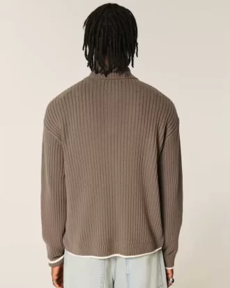 Relaxed Number Graphic Zip-Up Sweater