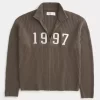 Relaxed Number Graphic Zip-Up Sweater