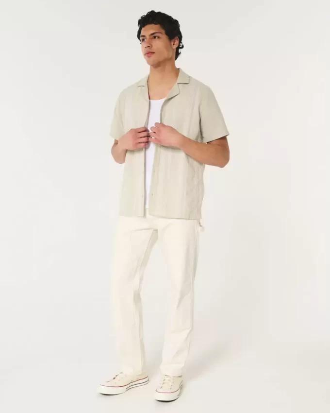 Relaxed Short-Sleeve Embroidered Pattern Shirt