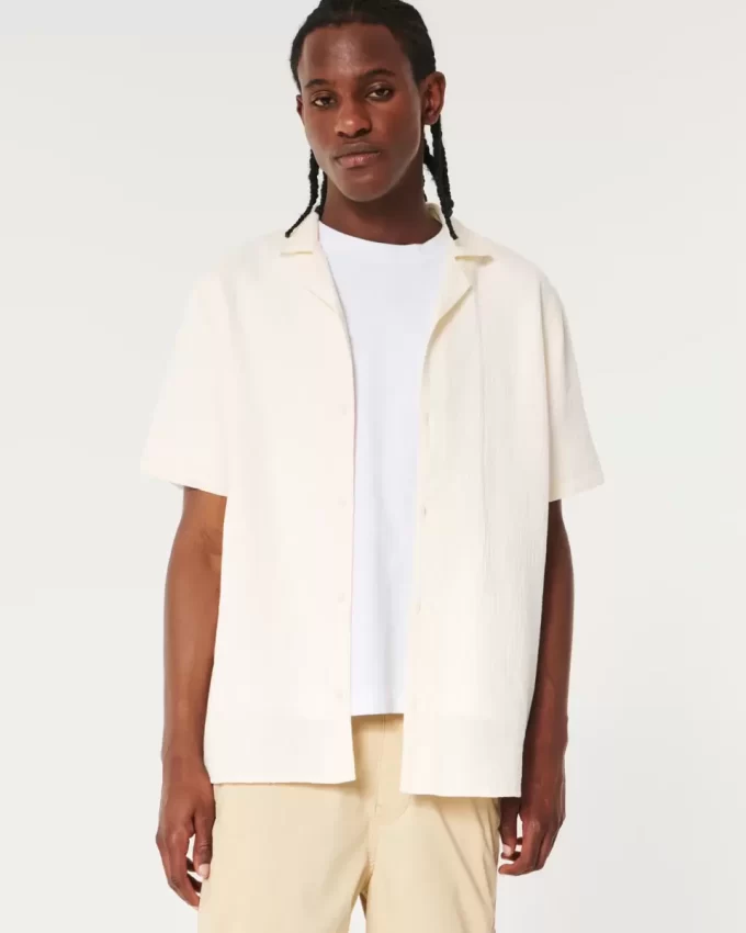Relaxed Textured Short-Sleeve Shirt
