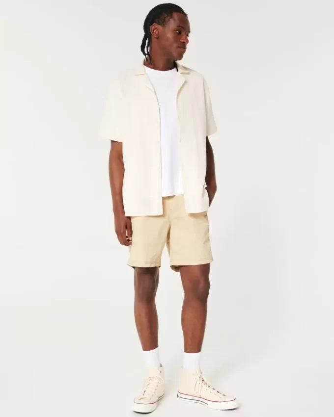 Relaxed Textured Short-Sleeve Shirt