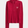 Ribbed Lunar New Year Graphic Half-Zip Top