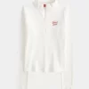 Ribbed Lunar New Year Graphic Half-Zip Top