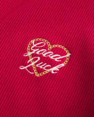 Ribbed Lunar New Year Graphic Half-Zip Top
