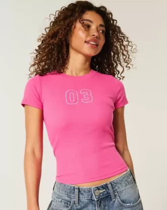 Ribbed Number Graphic Baby Tee